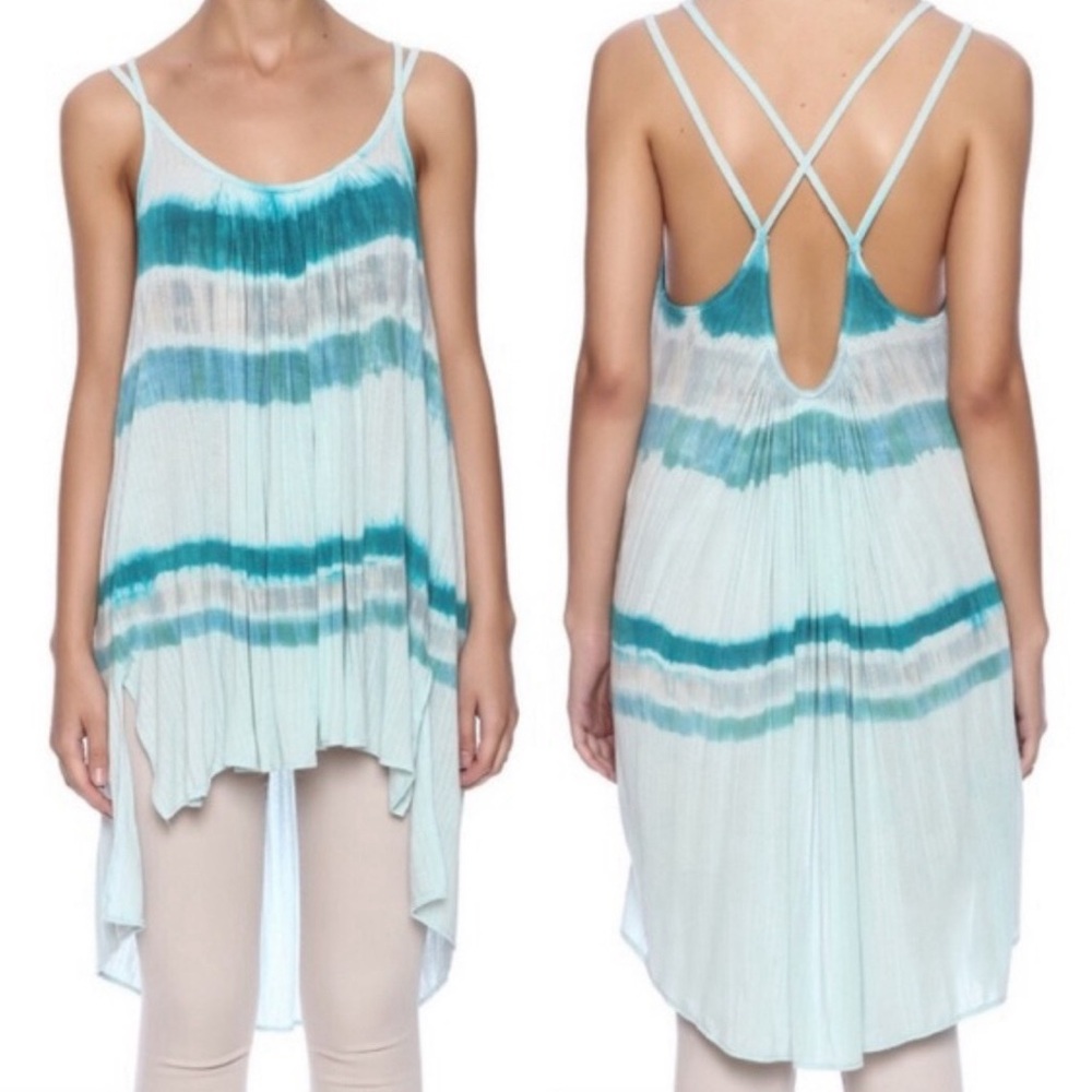 We the Free Fly Away Tie Dye Striped Tunic Tank Top